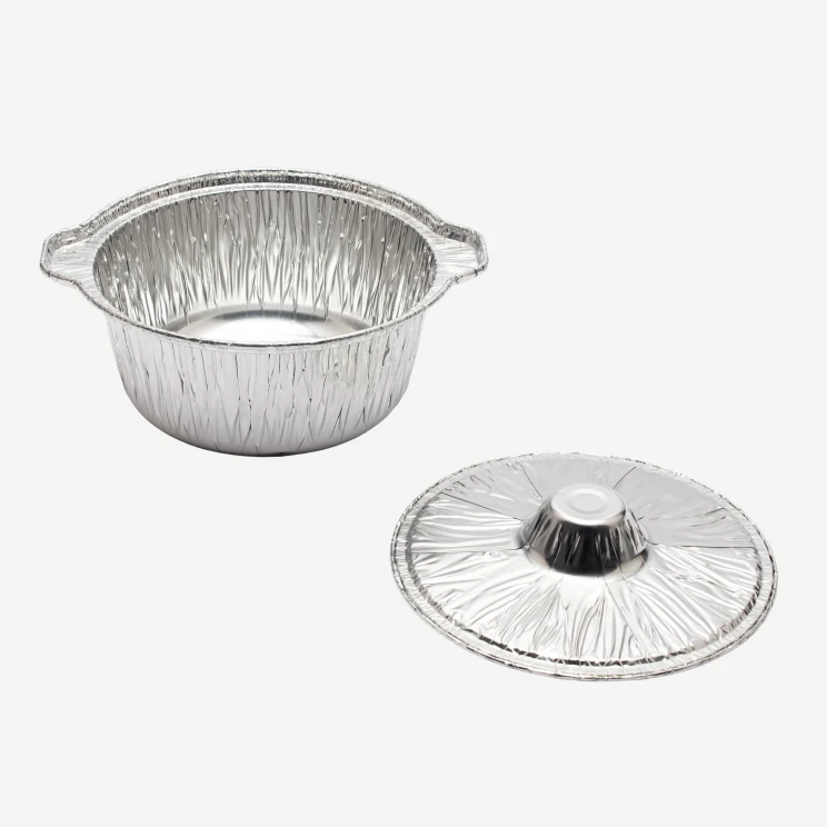 64 oz Round Aluminum Cake Pan with Handles and Dome Lid