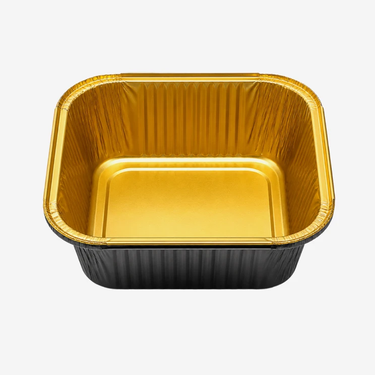 Commercial-Grade 280ml Black Gold Square Foil Trays