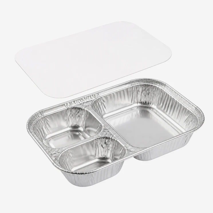 24 oz Three-Compartment Aluminum Dinner Tray