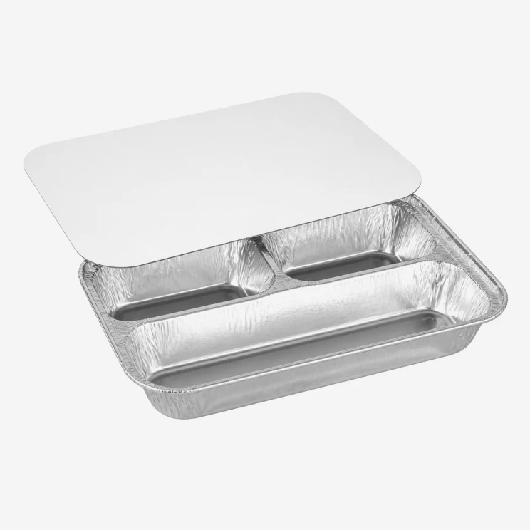 32.5 oz Large Three-Compartment Aluminum Dinner Tray