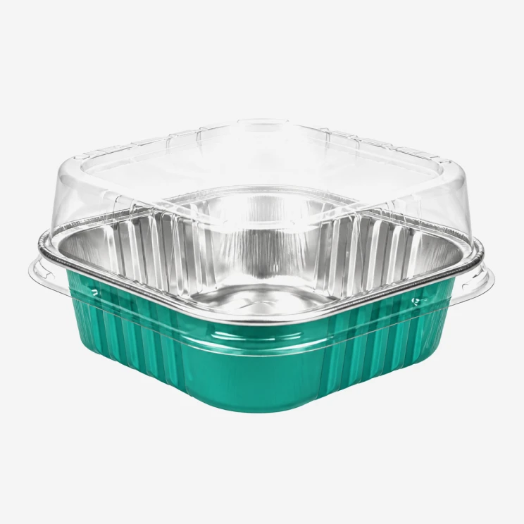 Colored Square Foil Dessert Cup with Dome Lid