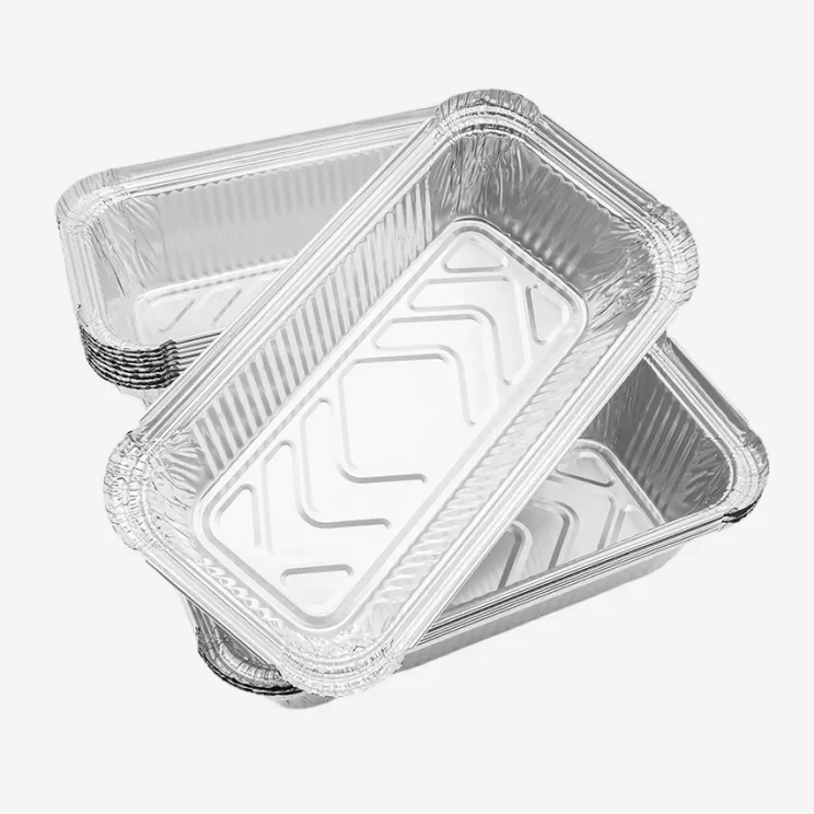 Deep Rectangular Aluminum Foil Container with Lid